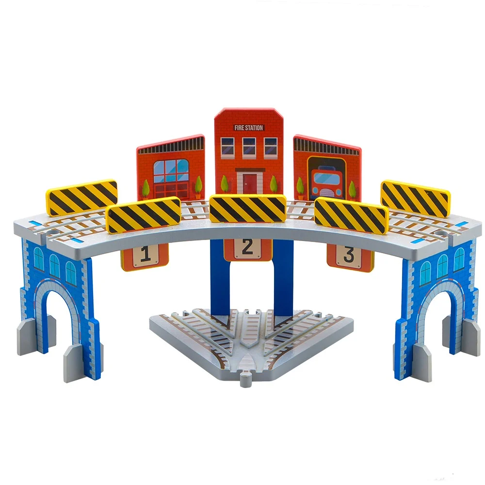 

Wooden Railway Garage Parking Lot Accessories Track Accessories Compatible Wooden Track Toys Children's Electric Car Track Model