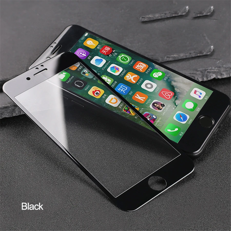 Новинка, 9D закаленное стекло с мягкими краями для iPhone 7, 8 Plus, X, XS, полное покрытие экрана, Защитное стекло для iPhone 7, 8, 6, 6S Plus, пленка