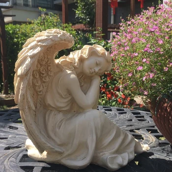 

Europe Resin Happiness Angel Crafts Home Recor Garden Park Sleeping Beauty Angel Ornament Decoration Creative Desktop Figurines