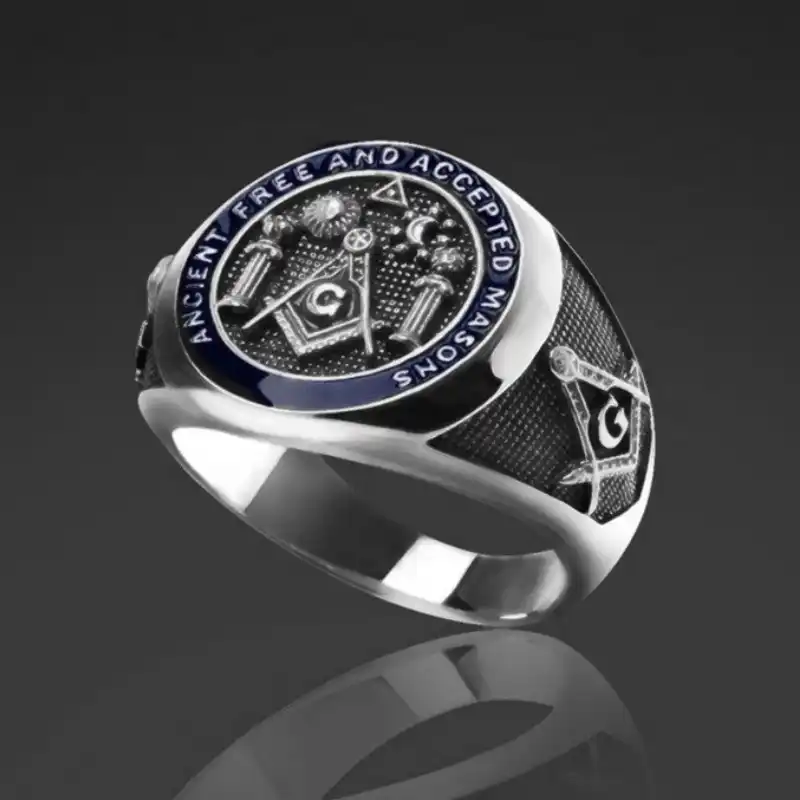Solid RE38 Details about  / Men/'s Stainless Steel Ring Freemason Angle Compass Templar Large