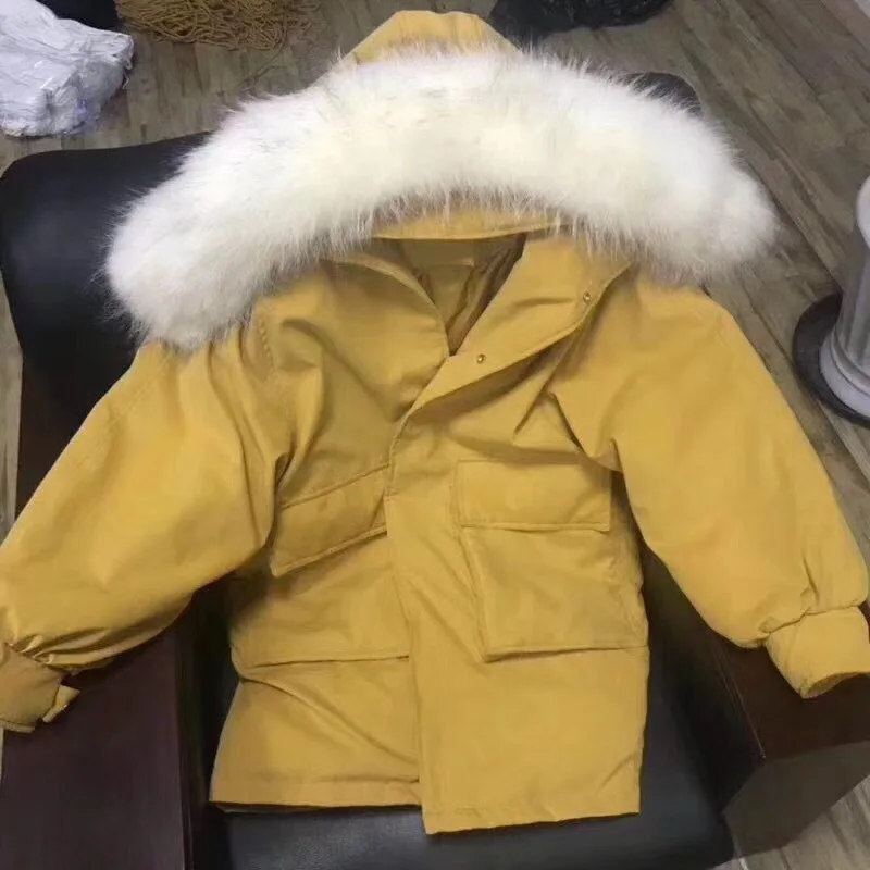 New Style Korean-style Large Fur Collar down Jacket Women's Mid-length When Thick Loose Peach Skin Large Pocket Coat