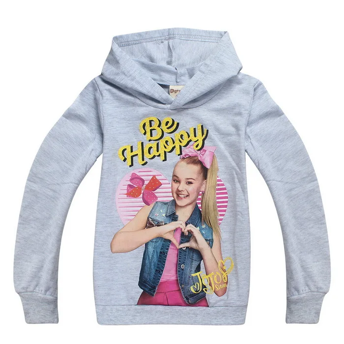 Пуловер с капюшоном из хлопка JOJO Siwa; толстовки с капюшоном и длинными рукавами для девочек; толстовки; сезон весна-осень; топы; одежда; футболка; костюм для девочек