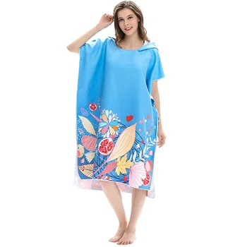 

Printing Changing Robe Bath Towel Fashion Outdoor Adult Hooded Beach Towel Poncho Women Bathrobe Towels