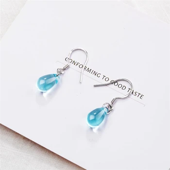 

Sole Memory Blue Crystal Literary Cute Water Drop 925 Sterling Silver Fashion Female Dangle Earrings SEA615