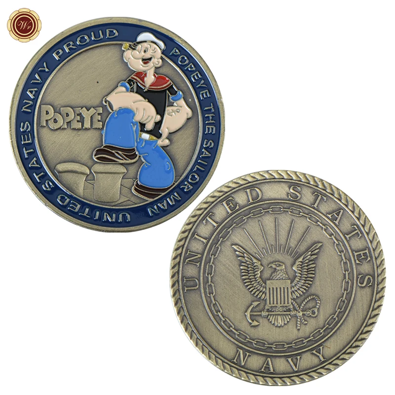 WR Popeye монета с бронзовым покрытием морской флот США гордость металлическая