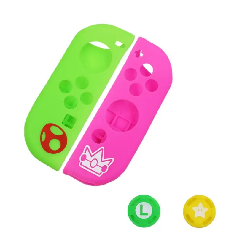 B set Для Марио Nintendo Switch NS Joy-Con JoyCon геймпад силиконовый защитный чехол+ Thumbsticks Джойстик Заглушки - Цвет: B set