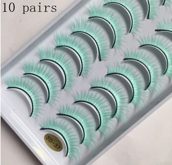 

10 Pairs 3D Mink Color False Eyelashes Green Cross Long Natural Fake Eyelashes Stage Show Makeup Eye Lashes