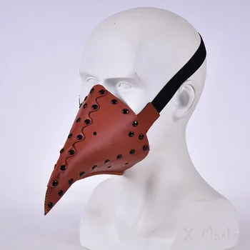 

Vintage SCP Plague Doctor Mask Punk Masks Anel Beak Mask man PU Leather Steampunk Bird Halloween cosplay costume whtie Black