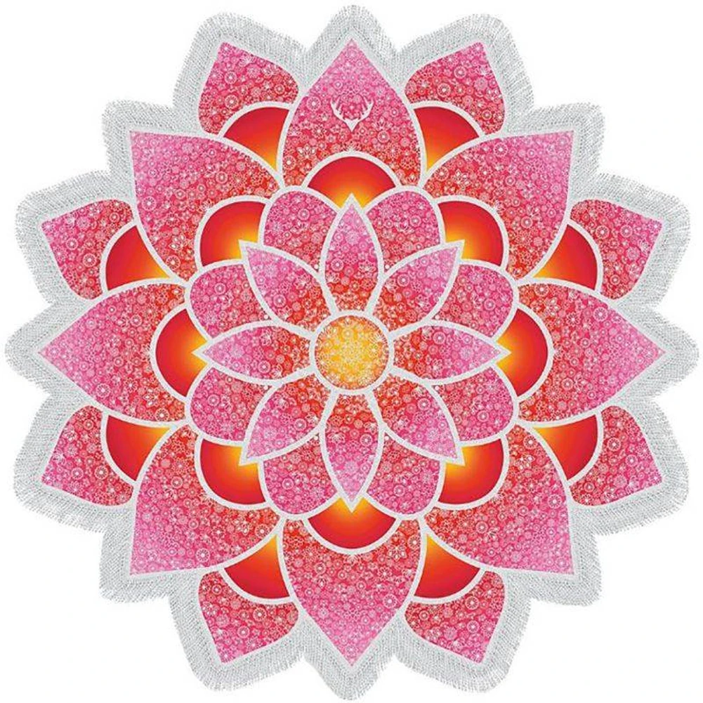 Home Wall Hanging Blanket Printed Tapestry Beach Towel Round Gift Throw Yoga Tassel Decor Art Mandala Summer Shawl Picnic Mat - Color: Red