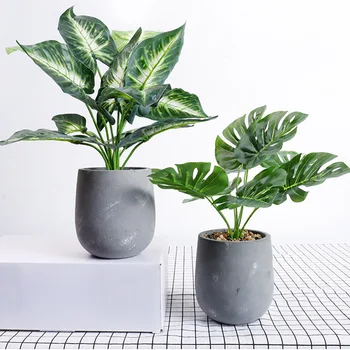 

Artificial Green Plants Pots Simulation Turtle Leaf Cactus Pot Vase Simple Decoration Crafts Office Living Room Plant Ornaments