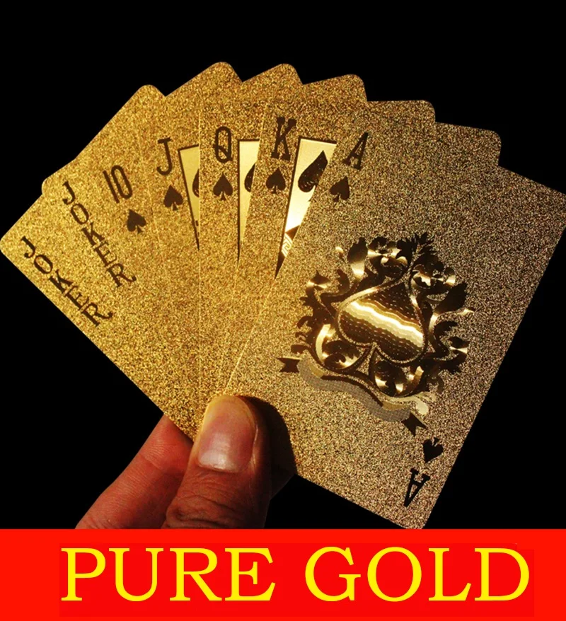 PVC Plastic Playing Cards Set Deck Poker Waterproof Game Poker Cards Party Magic Tricks Tool Black Gold 54 Pcs Creative Gift