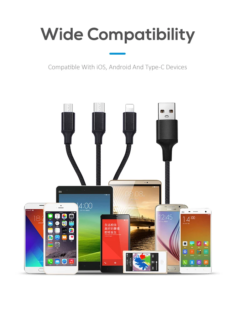 3 в 1 USB кабель мульти микро USB кабель Тип C Быстрая зарядка кабель для iPhone 6S 7 8 XS 11 Pro samsung S9 S10