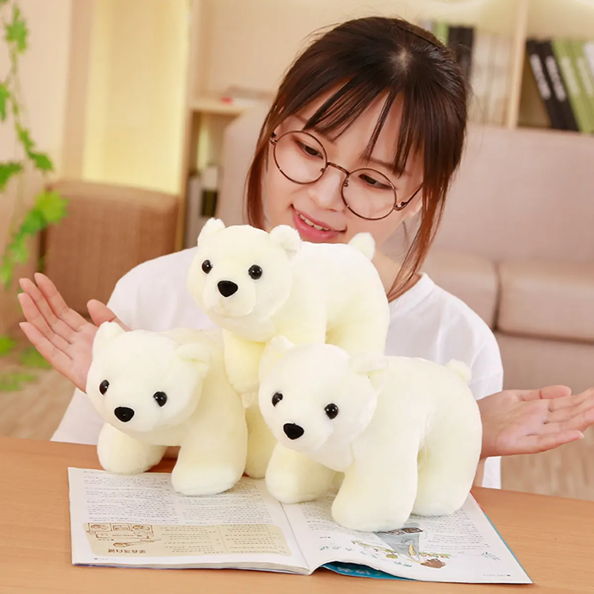 Кавайная имитация 25/30 см плюшевый полярный медведь куклы мягкие животные белая