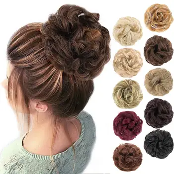 

Synthetic hairpieces Messy hair bun Scrunchie Chignon Donut For Women Gary Brown Color Elastic Hair Rope Hair Extensions