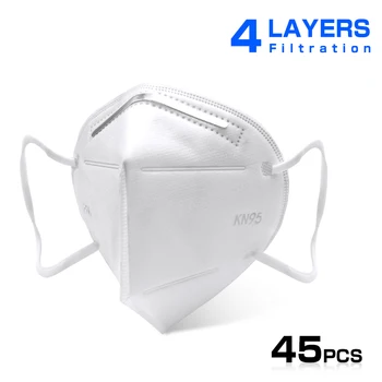 

45pcs Protective masks profession 4-Layer Filter Anti-Haze Fog PM2.5 face masks reusable mouth mask Dustproof Safely respirator