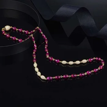 

S925 pure silver high-end micro inlaid red and green round bead candy Necklace