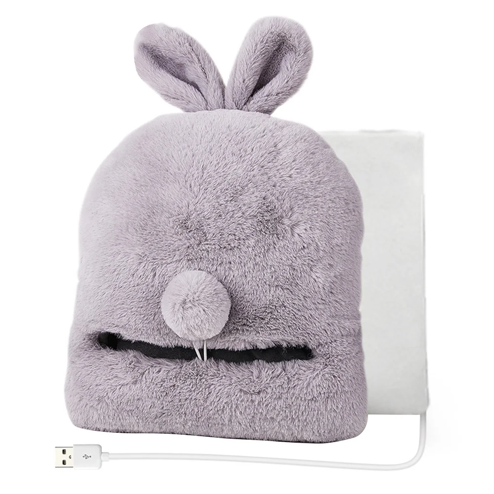 Rabbit gray1 Зимние USB электрогрелки, теплые тапочки для ног, софа, стула, грелки, грелки - Цвет: Rabbit gray1