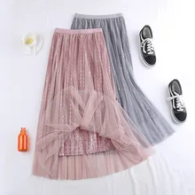 Женские юбки женские элегантные повседневные модные золотые бархатные с блестками марлевые плиссированные юбки