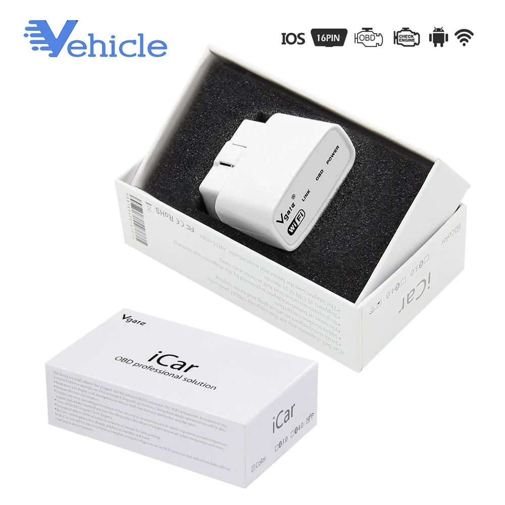 ELM327 V2.1 Vgate iCar elm 327 wifi OBDII obd 2 Автомобильный диагностический инструмент для IOS Android PC iPad автомобильный OBD2 сканер