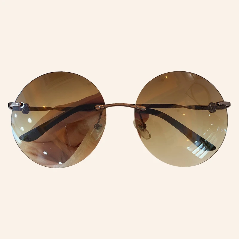 No.2 sunglasses Модные новые круглые солнцезащитные очки для женщин с пластиковой коробкой gafas de sol hombre Винтажные Солнцезащитные очки без оправы для женщин - Цвет линз: No.2 sunglasses