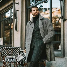  One Piece Men Suits Houndstooth Wool Designer Formal Long Groom Suit Customized Tuxedo Fit Party Outfit Handsome Coat 