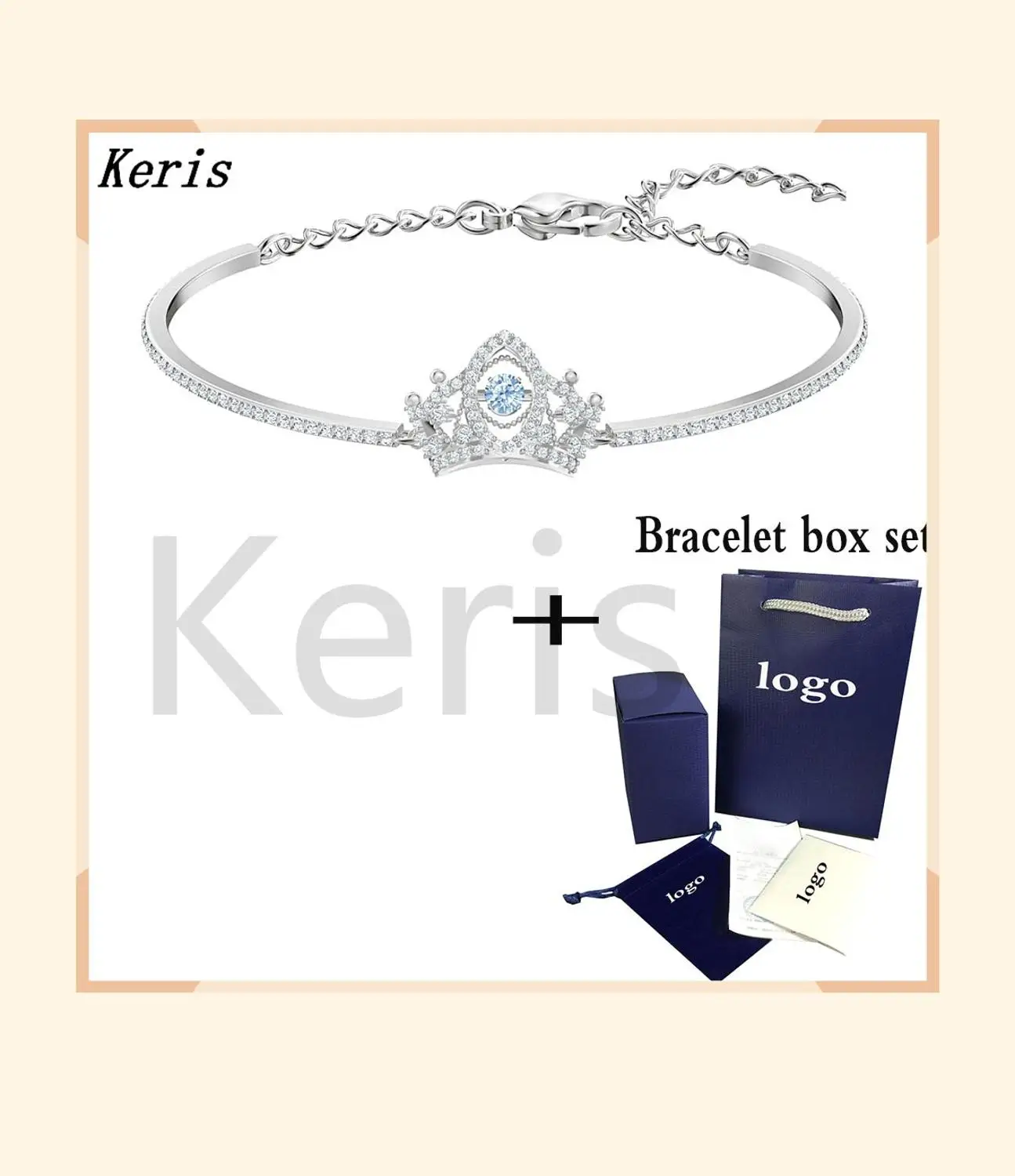 

SWA 2019 New Bee Queen Bangle Blue Gorgeous Dazzling Crown Decorative Blue Crystal Bracelet Female Jewelry Romantic Gift
