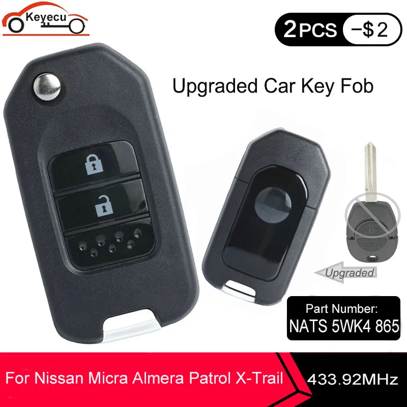 KEYECU обновленный дистанционный ключ 434 МГц 4D60 для Nissan Almera Micra Primera Patrol X-Trail Terrano Pulsar