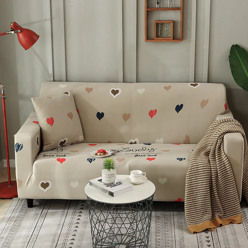 

Pink Heart Printing Sofa Cover Flexible Stretch Big Elasticity Couch Cover Loveseat Corner Cover Sofa Slipcover Cogines Para