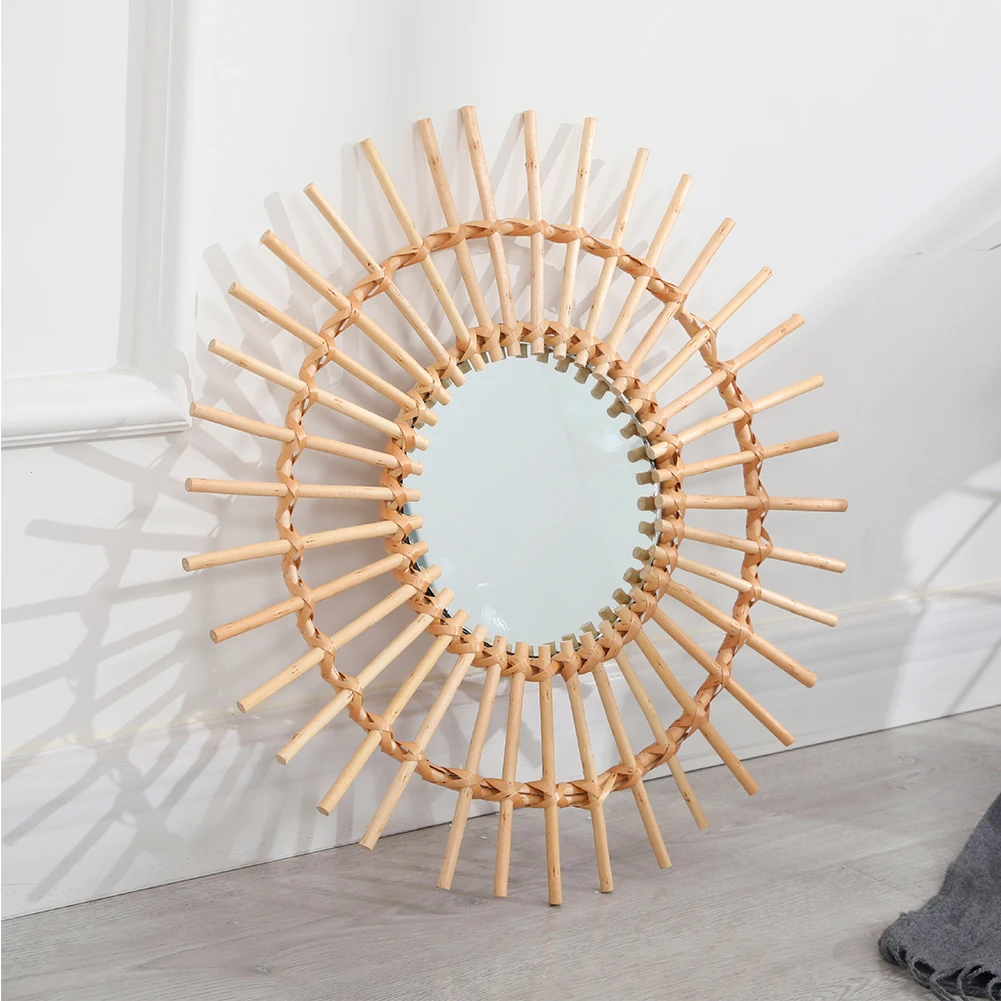 Miroir style cocooning en rotin naturel