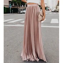 Осенняя женская новая богемная стильная розовая длинная Милая модная плиссированная юбка с высокой талией эластичные Повседневные Вечерние юбки Oc7