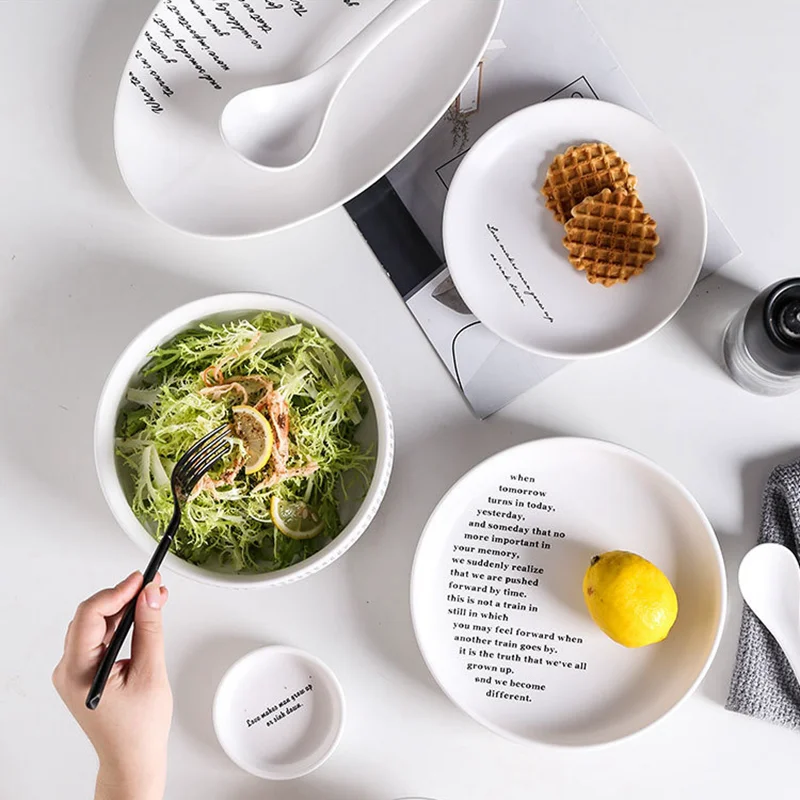 Набор посуды креативный Английский алфавит керамическая матовая тарелка