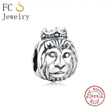 

FC Jewelry Fit Original Brand Charm Bracelet Necklace 925 Sterling Silver Europe Jungle King Lion Crown Bead Making Berloque