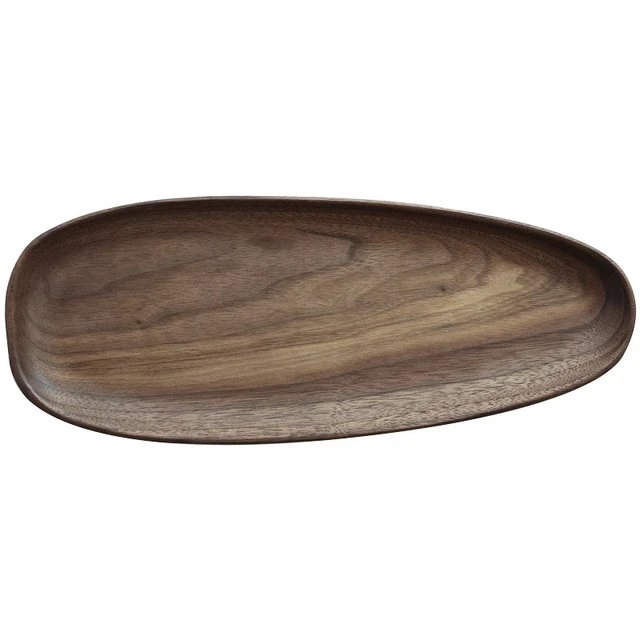 Szabálytalan Ovális Fekete Dió Fa Ételek Gyümölcs Cukorka Sushi Csészealj Desszert Vacsora Tányér Tárolóasztal Készlet Tálca - Image 3