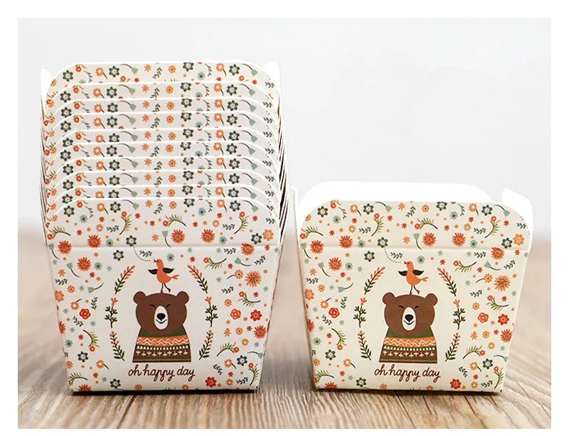 100pcs 6*5*4.5cm Square cake paper cup high temperature baking dessert cup bithday party favor household kitchen diy accessories