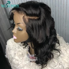 13x4 Bob Lace Front Human Hair Wigs Loose Wave Short Lace Frontal Wig Remy Brazilian 4x4 Lace Closure Wig 14 180Density xcsunny tanie i dobre opinie Lace Front wigs CN(Origin) Remy Hair Half Machine Made Half Hand Tied Darker Color Only Swiss Lace 1 Piece Only Medium Brown