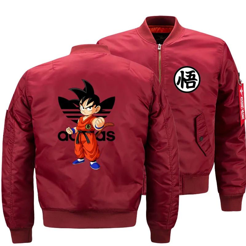 Мужская куртка-бомбер, плюс размер, аниме Dragon Ball Z Супер Саян Гоку, драконий шар, пальто, Мужская ветровка, пилот, бейсбольные куртки - Цвет: red wine 1
