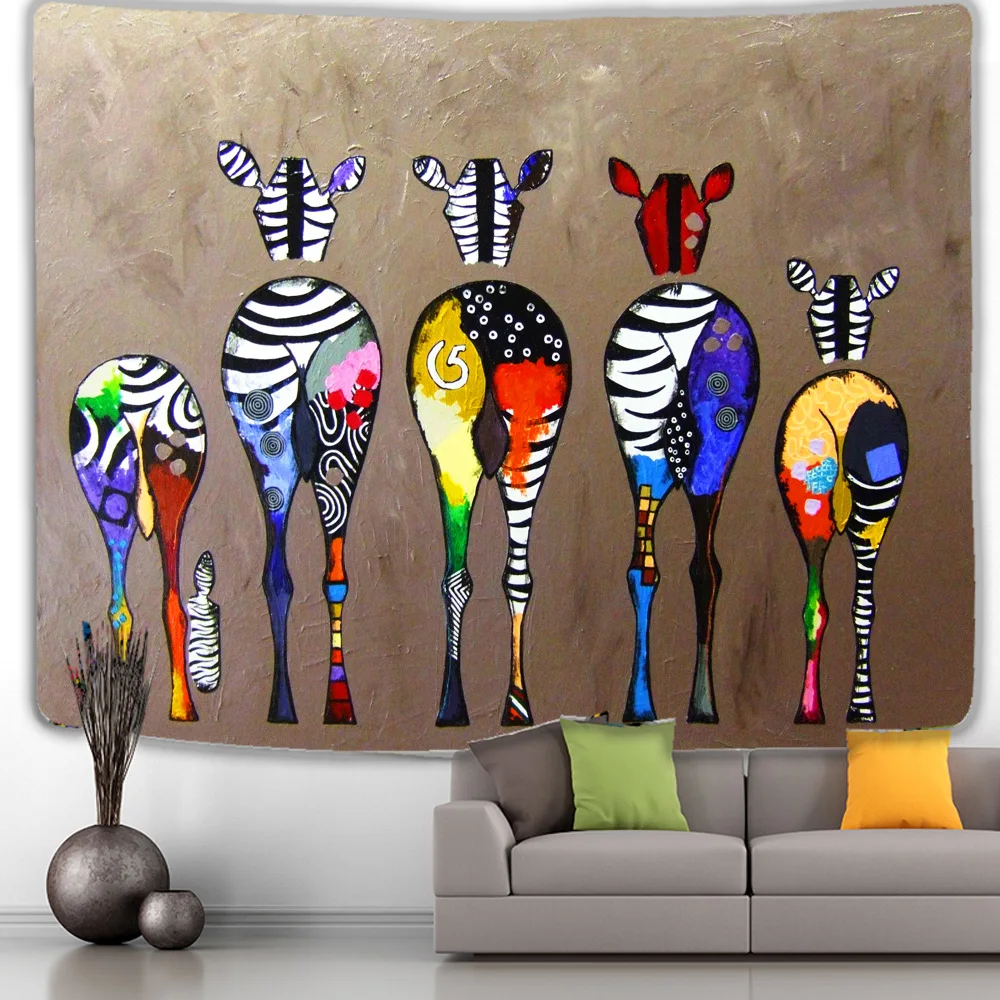 

Colorful Zebra Butt Print Tapestry Graffiti Wall Art Room Home Bar Bedroom Fabric Mural Large Size Blanket Hippie Ethnic Decor