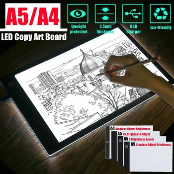 

A4/A5 Graphics Tablet LED Drawing Tablet Art Stencil Drawing Board Light Box Tracing Electronics Writing Table Pad w/USB Cable
