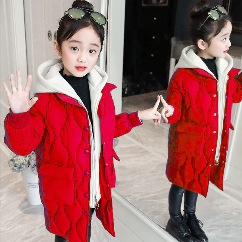 

2019 Winter Down Jacket for Girls Fur Hooded Winter Coat Girl New Children Jacket Down Feather Outerwear Long Teengers Clothes