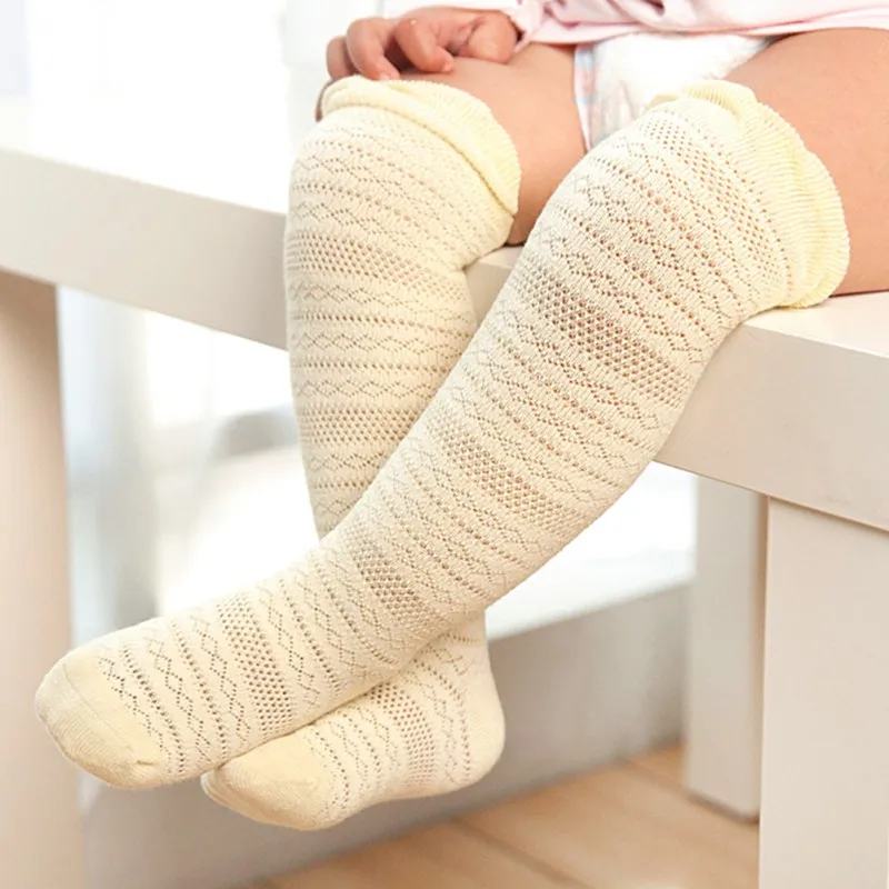 Носки для маленьких девочек Гольфы с сеткой для принцессы милые длинные прямые носки для малышей Детские носки в Вертикальную Полоску meias infantil