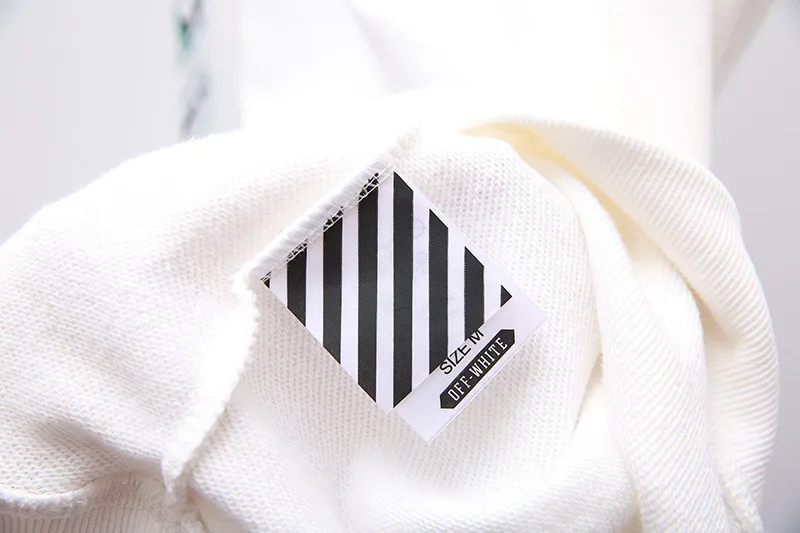 Off-white персональная стрелка-указатель Стикер Печать Большой размер Круглый вырез уличная спортивная женская мужская Толстовка