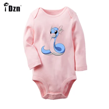 

Cartoon Pokemon Dratini Gyarados Lapras Poliwag Kangaskhan Pinsir Printed Newborn Baby Outfits Long Sleeve Jumpsuit 100% Cotton