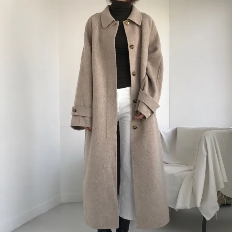 SuperAen, корейский стиль, Женское шерстяное пальто, карманы, лацканы, зима, новинка, Женское шерстяное пальто, модная повседневная женская одежда