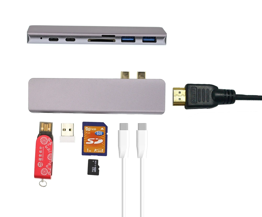 USB-C док-станция для HDMI HDTV 4K адаптер usb type-C концентратор с PD зарядное устройство для чтения карт SD TF USB 3,0 для MacBook Pro/Air