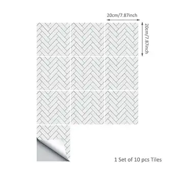 

10 Pcs/Set Tile Stickers Wall Panel Sticker Wallpaper For Bathroom Kitchen Home Self-adhesive Waterproof Wall Tile Decoration
