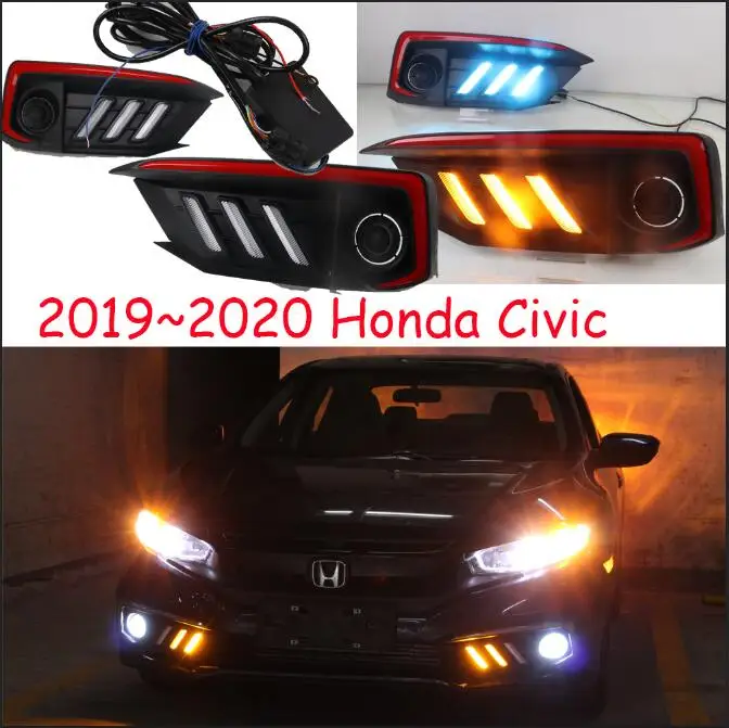 Год для Honda Civic Дневной светильник автомобильные аксессуары светодиодный DRL головной светильник для Civic противотуманный светильник - Цвет: Model1 White yelo b