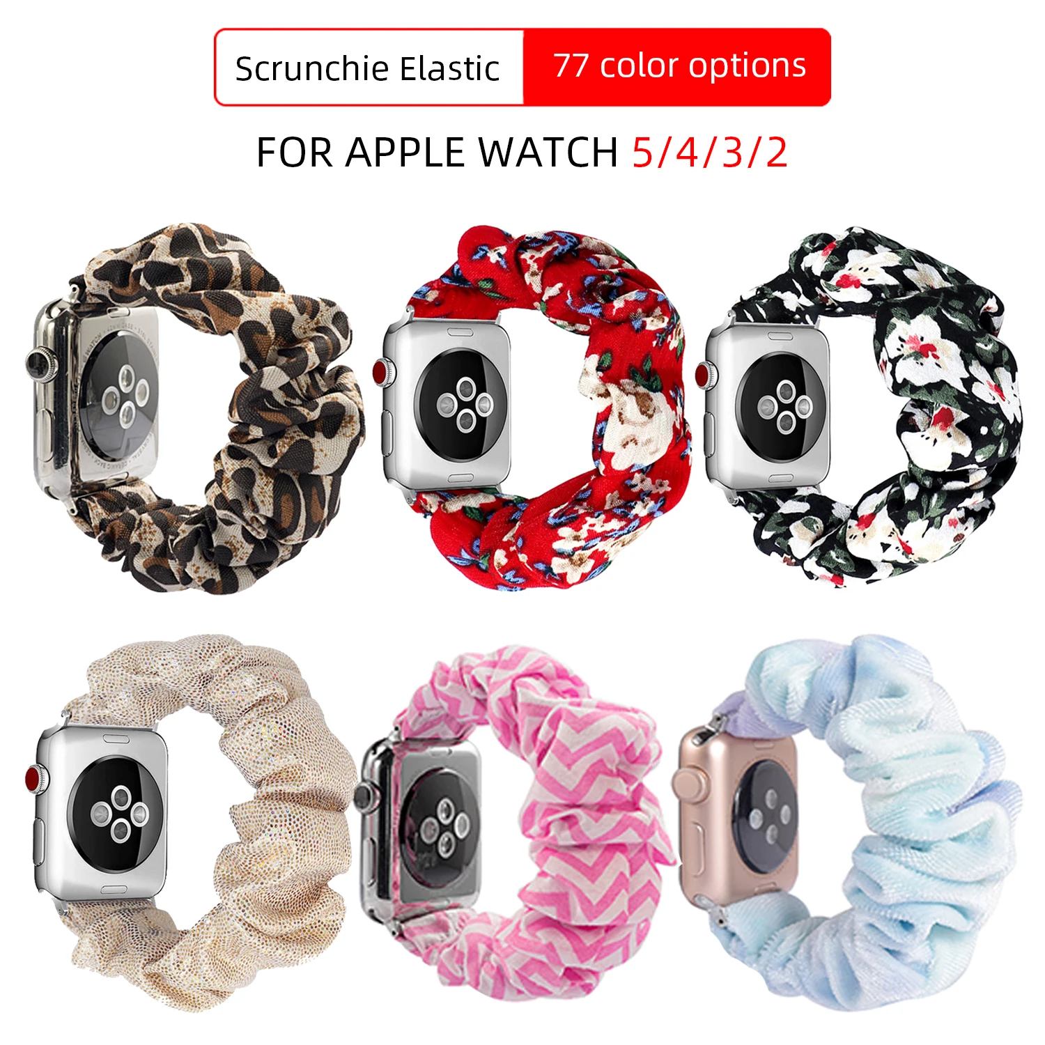 

Scrunchie Elastic Watch Straps for Apple Watch Band Series 5 4 3 2 38mm 40mm 42mm 44mm for Iwatch 5 4 3 Bracelet Gift ins