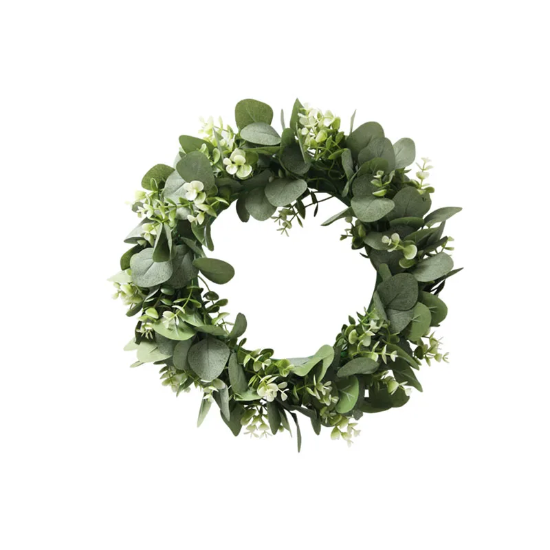 Green Eucalyptus Wreath Artificial Eucalyptus Leaves Wreath Spring Summer Greenery Wreath for Front Door Garden Outside Decor