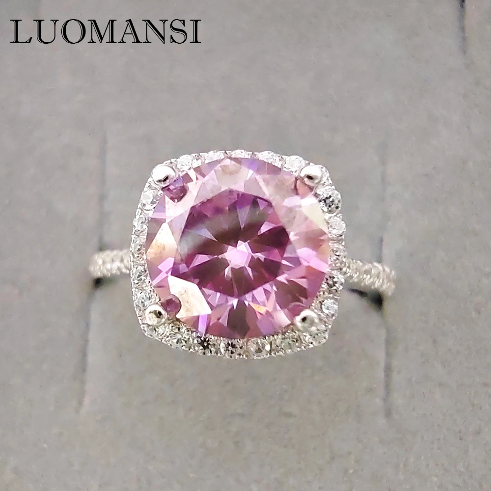 Luomansi классическое серебряное кольцо для женщин 1 2ct Розовый Зеленый Муассанит