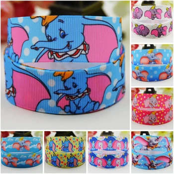 

22mm 25mm 38mm 75mm Ruban satin Dumbo Cartoon Character printed Grosgrain Ribbon party decoration 10 Yards Mul093